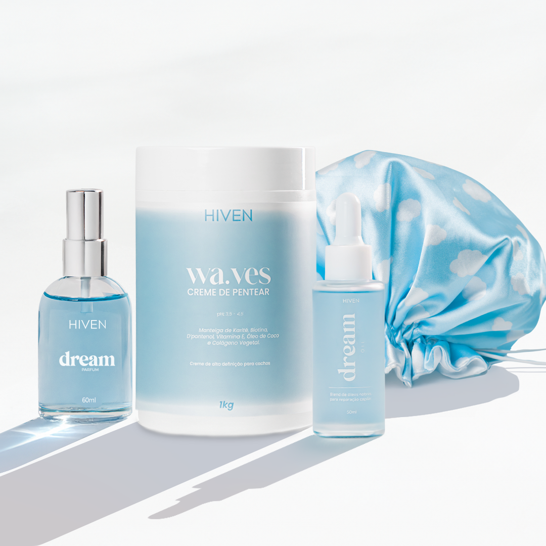 Creme Waves 1KG + Dream Oil 50ML + Dream Parfum + Touca de Cetim