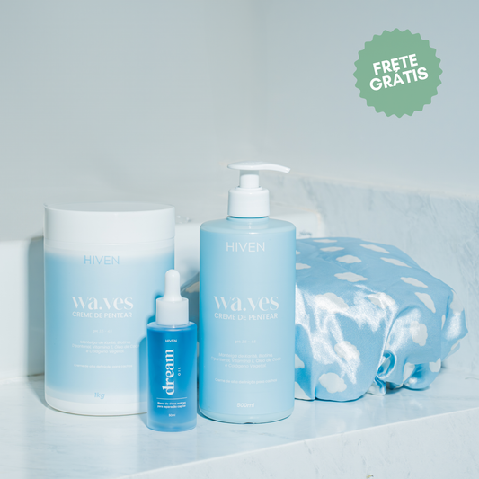 Dream Oil + Creme de Pentear Waves 1KG + Waves 500ML + Touca de Cetim