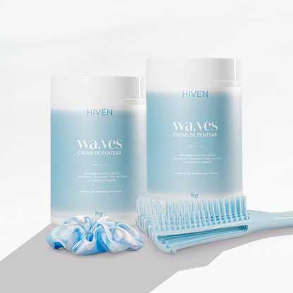 Combo: 2 Cremes Waves de 1KG + Escova Polvo + Scrunchie ( BRINDE)