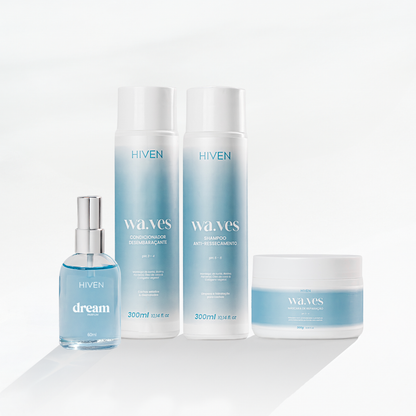 Combo: Shampoo Anti-Ressecamento + Condicionador Desembaraçante + Máscara de Reparação Waves 300g + Dream Parfum 60ML