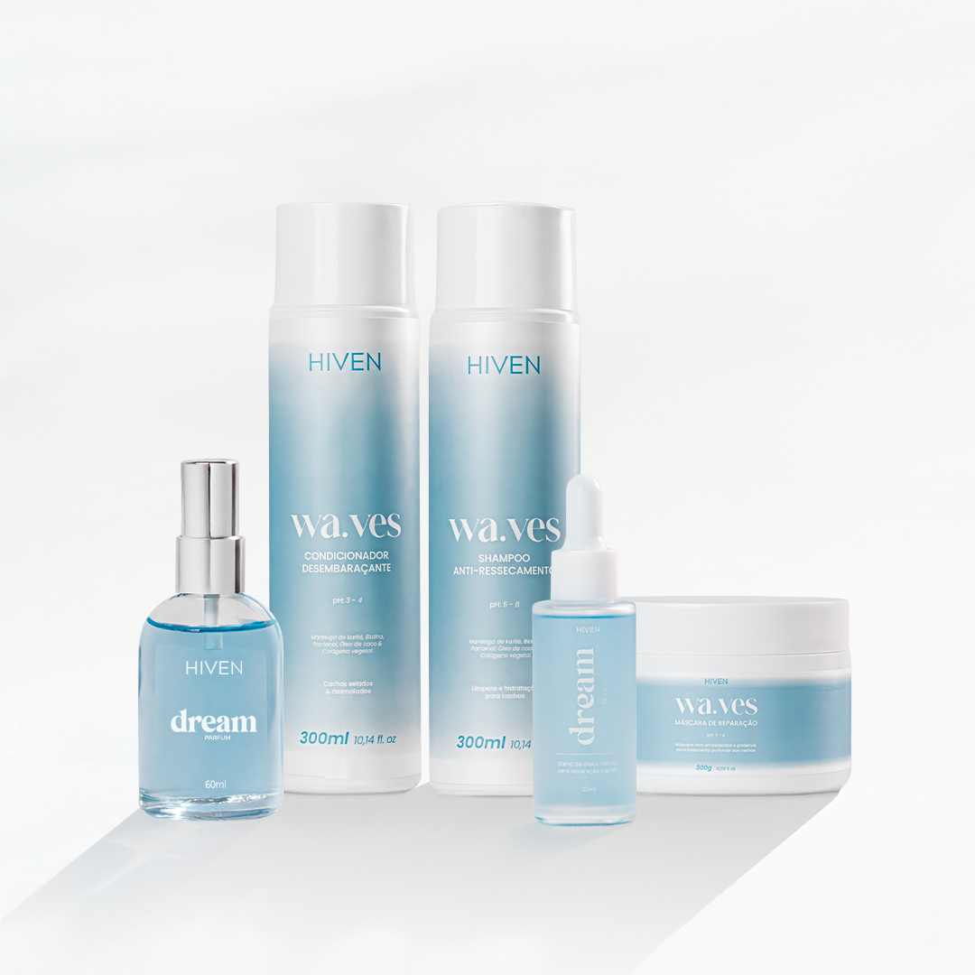 Combo: Shampoo Anti-Ressecamento + Condicionador Desembaraçante + Máscara de Reparação Waves 300g + Dream Parfum 60ML + Dream Oil 50ML